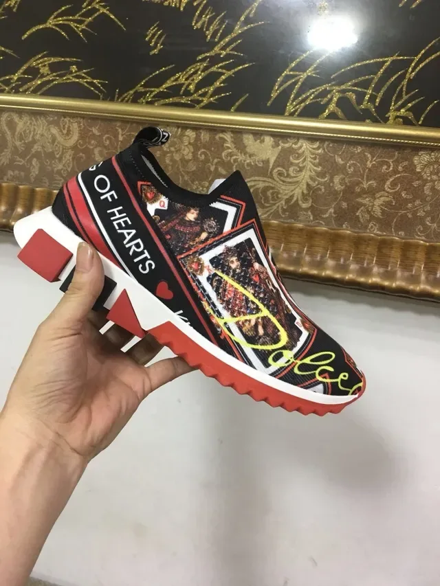 Printed Playing-Card Motif Slip-On Sneakers 2