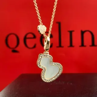 qeelin Gold White Pavé-Set Crystals Necklace