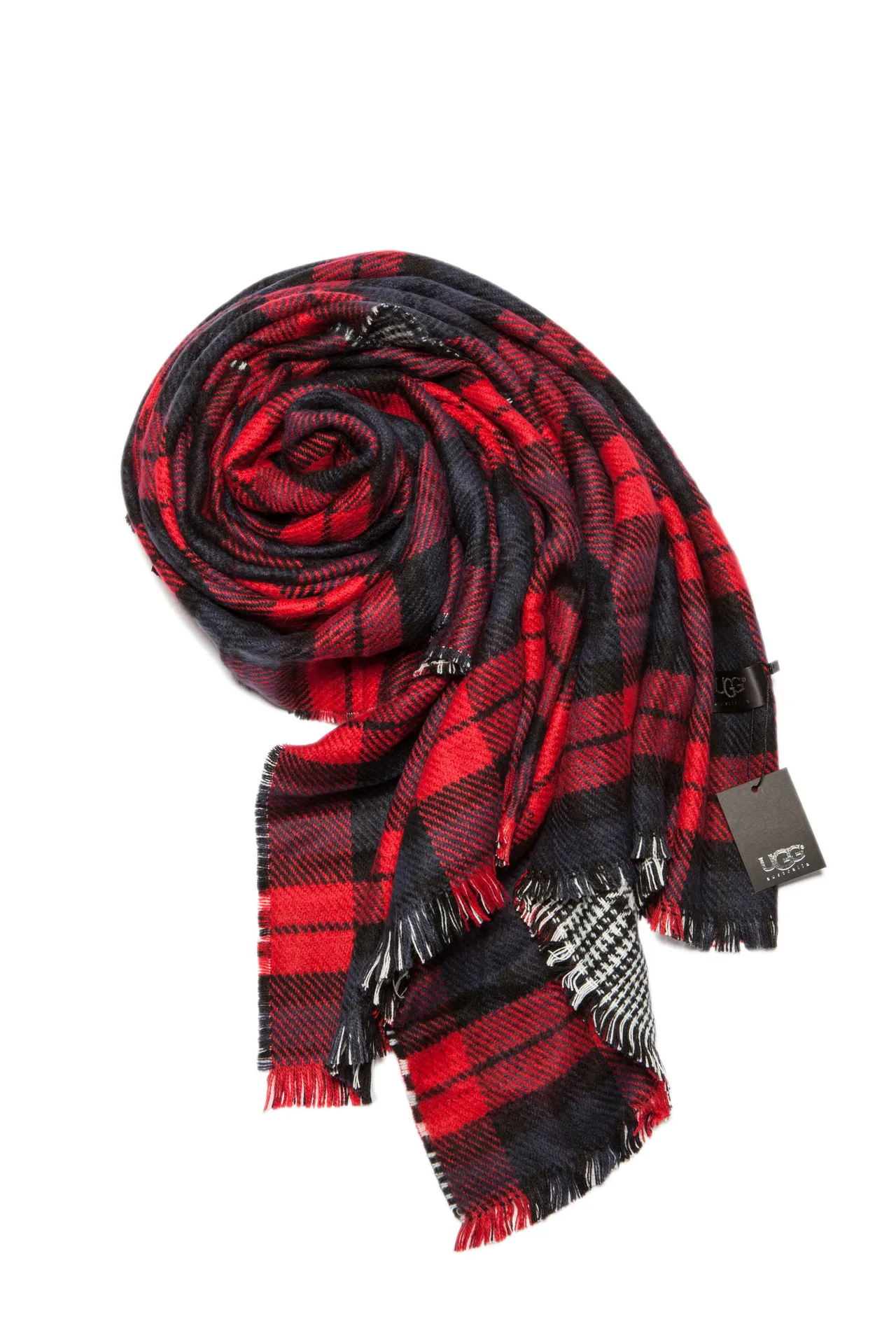 Red Navy Plaid Pattern Wool-Like Texture Scarve 9