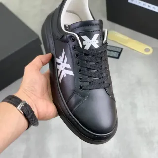 Richmond Negro Blanco Cuero Plataforma Suela Zapatillas