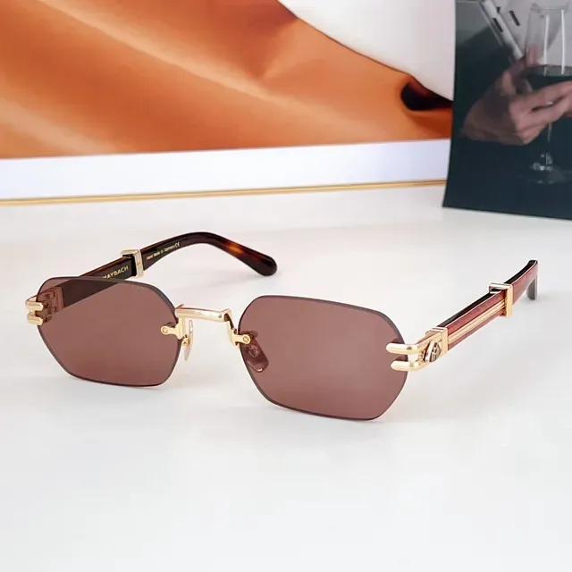 Rimless Gold-Tone Brown Gradient Sunglasses 3