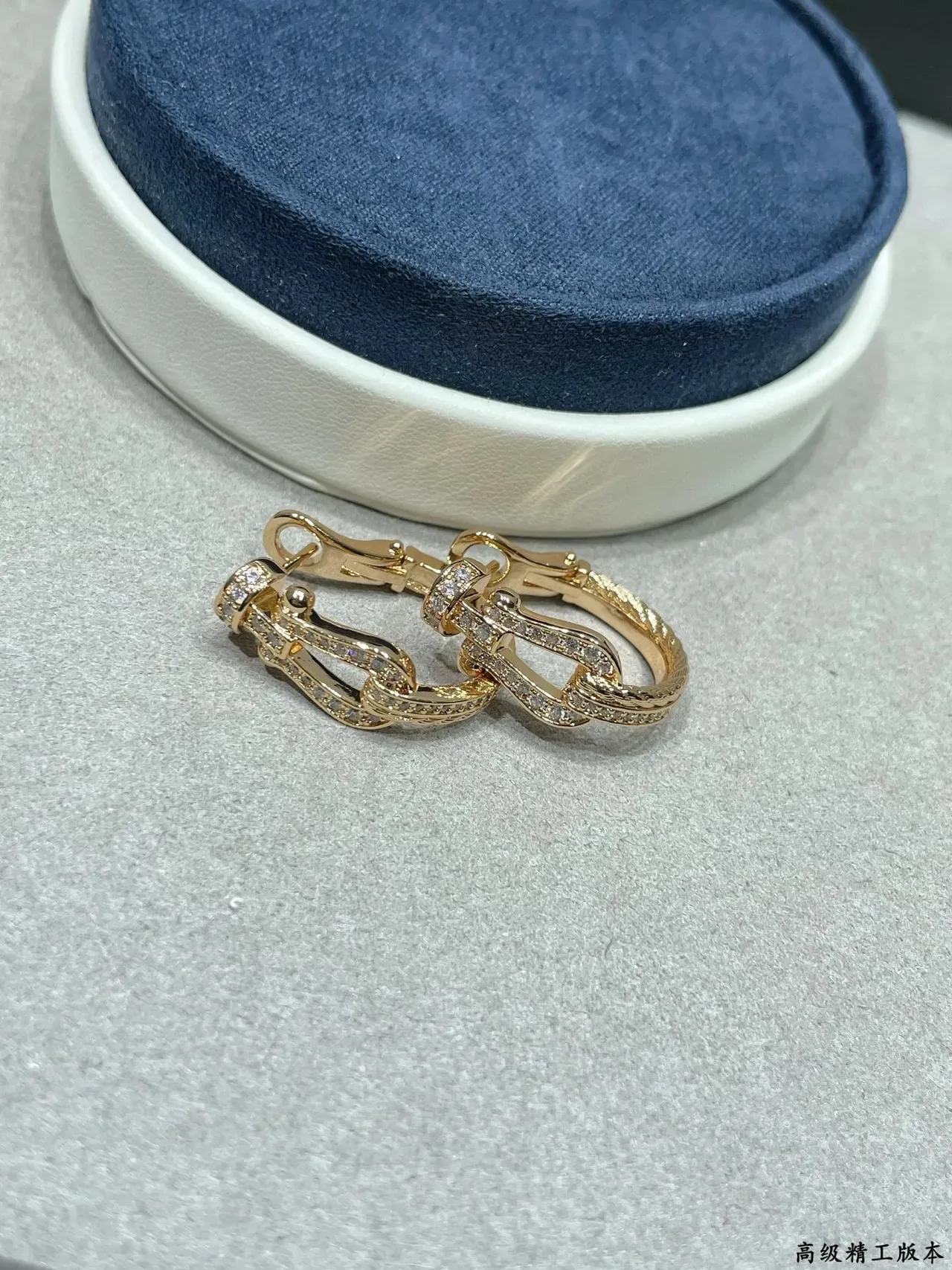 Rose Gold-Tone Pavé Twisted Rope Hinged Hoop Earrings 4