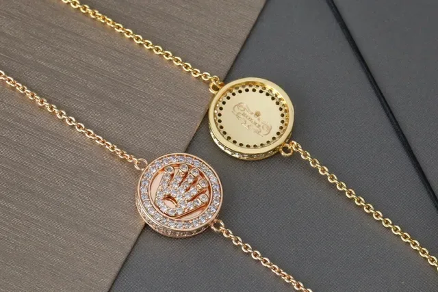 Rose Gold Yellow Gold Silver Hand Motif Pavé Stone Chain Bracelets 6