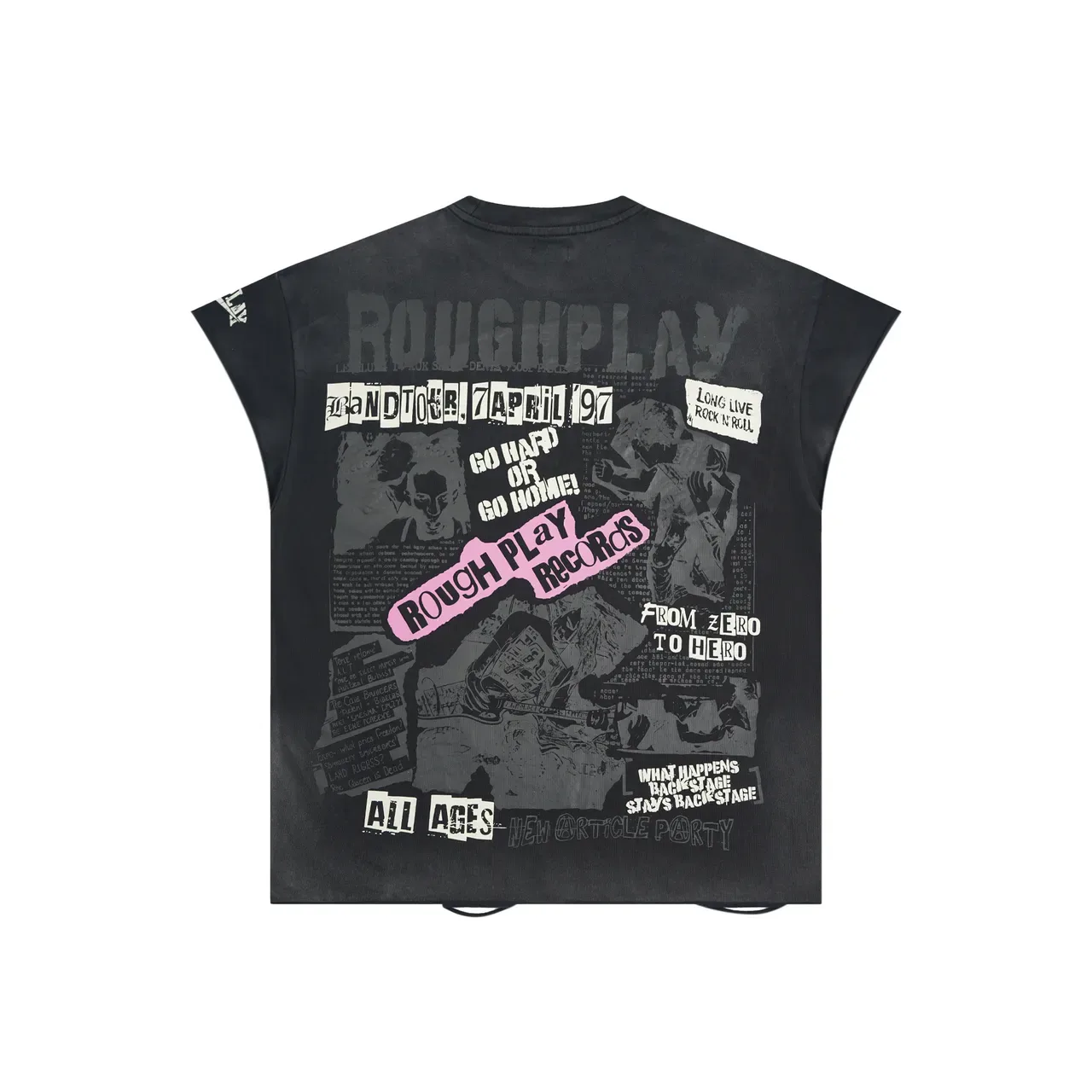 Camiseta negra ROUGH con estampado gráfico Vuelta al mundo 3