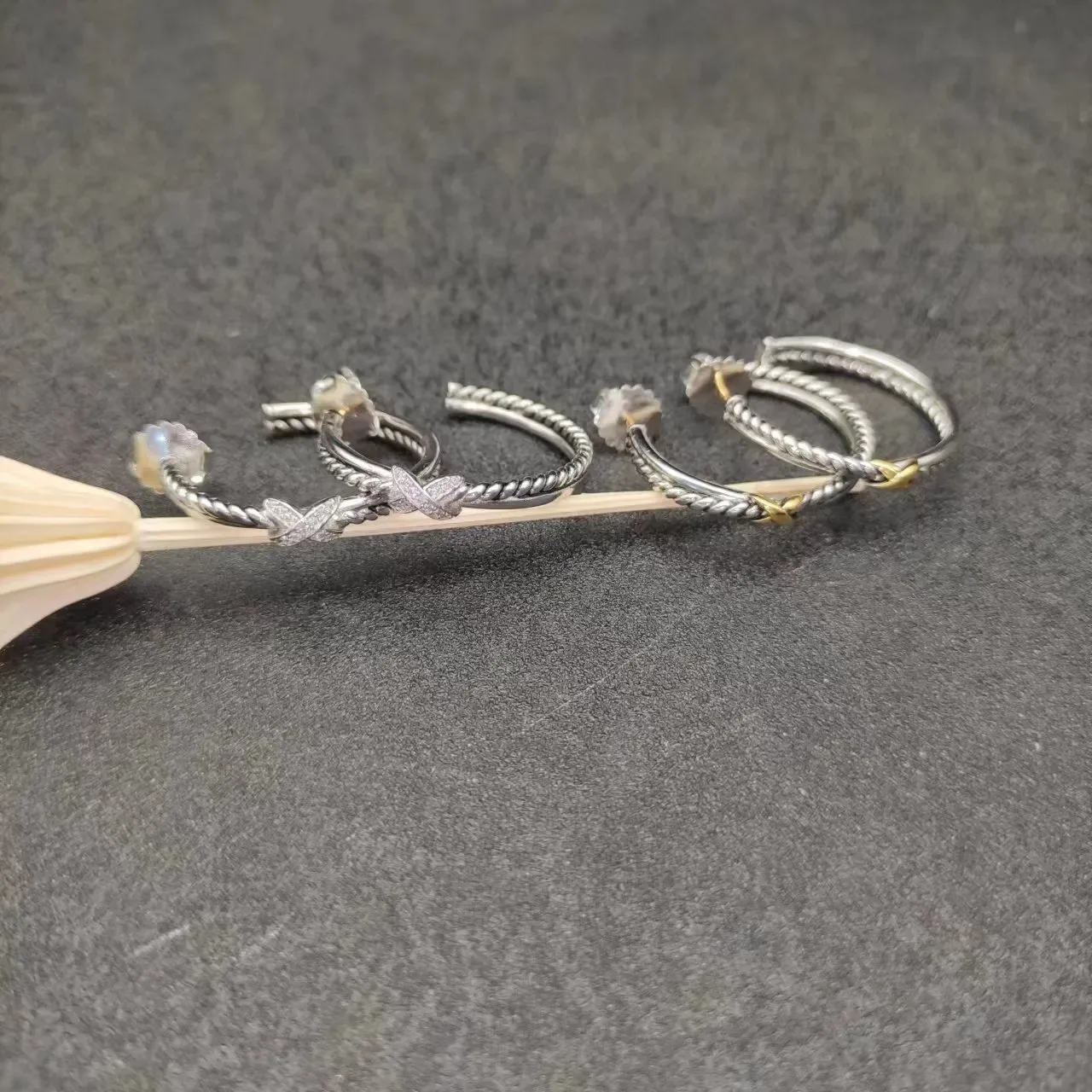 Silver and Gold Twisted Rope Hoop Earrings 6