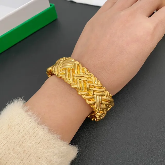 Silver and Gold Woven Twisted Open Cuff Bracelets 3