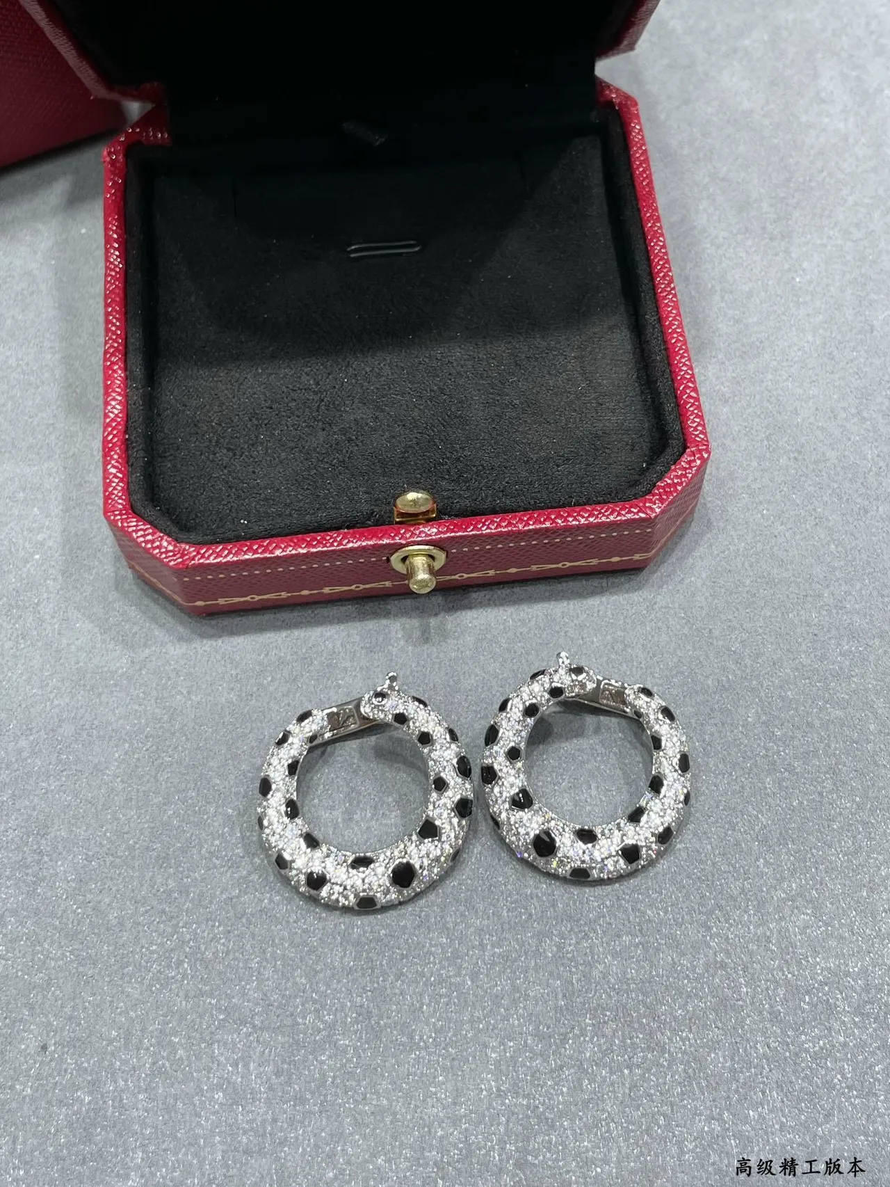 Silver Black Crescent Hoop Pavé Crystal Earrings 8