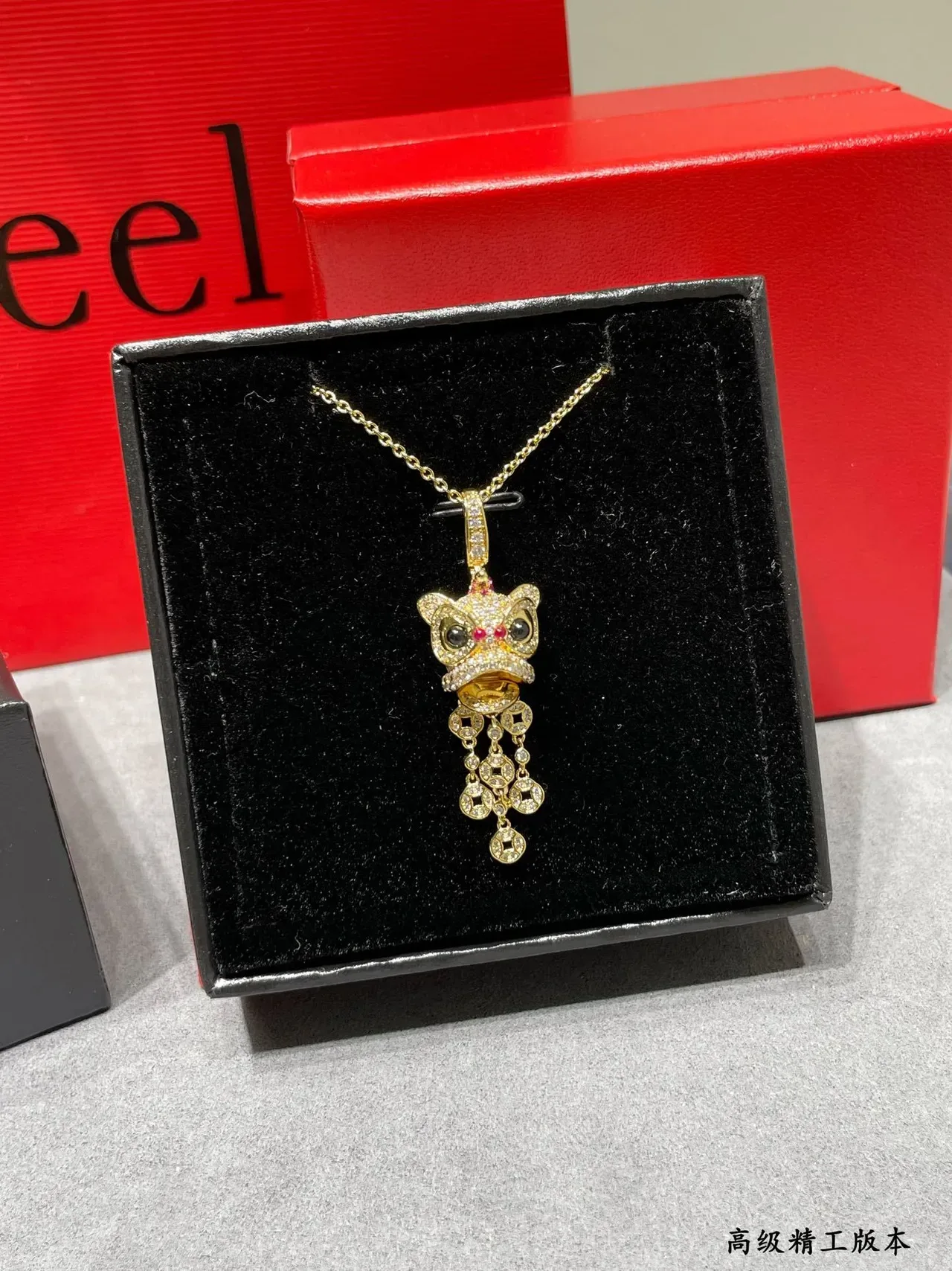 Silver Gold Animal-Head Pendants Pavé-Set Stones Necklace 6