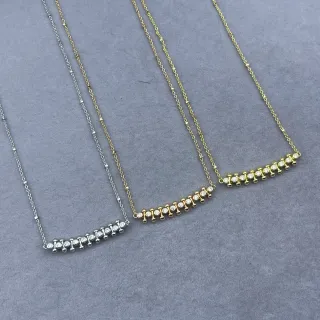 Collier pendentif barre argent or pierres rondes pavé