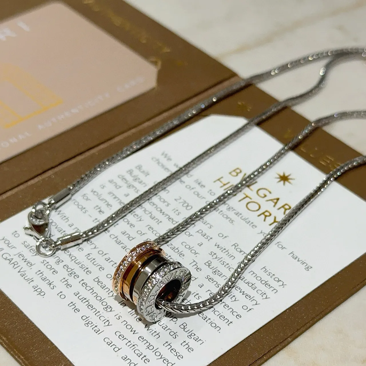 Silver Gold Braided Chain Multi-Ring Pendant Necklace 3