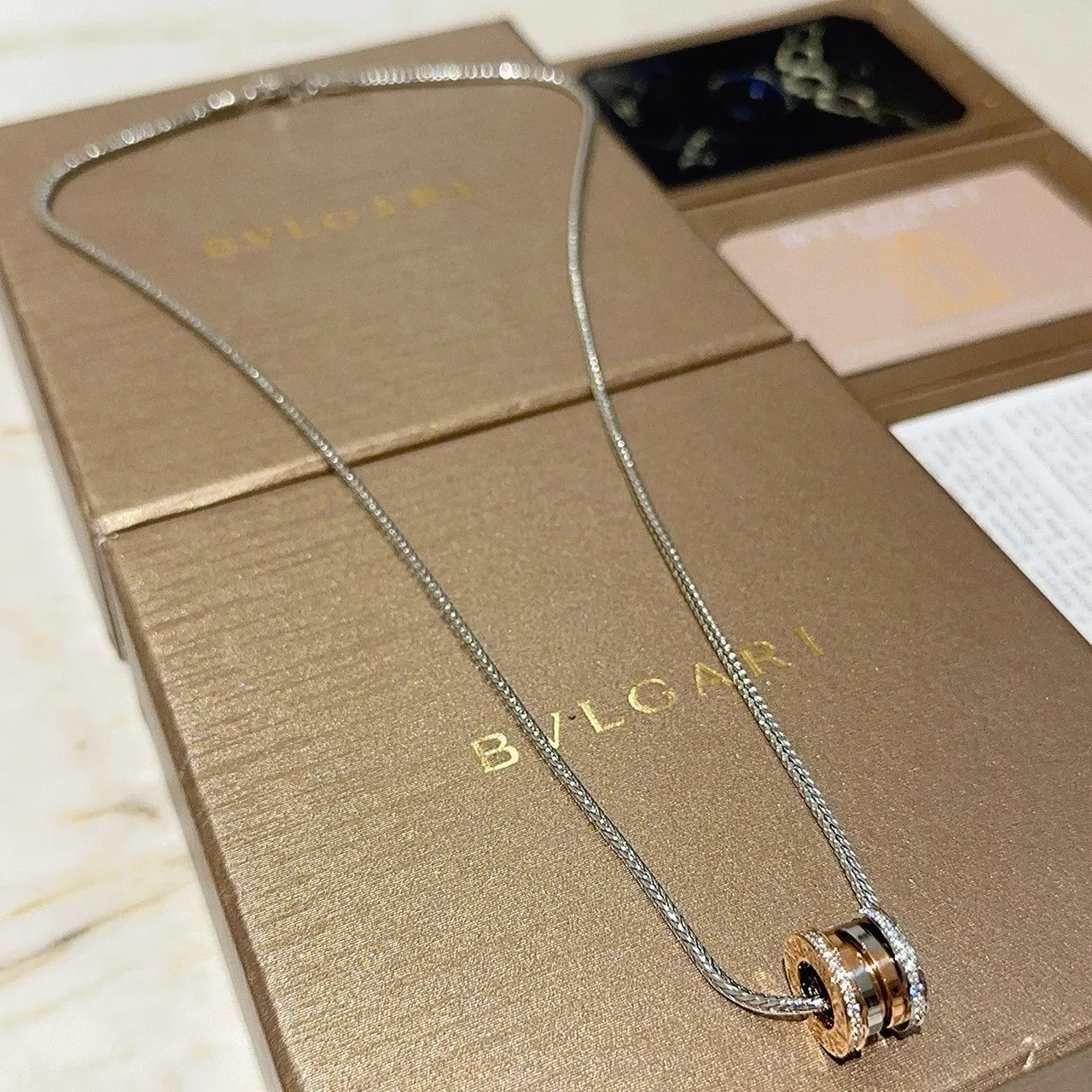 Silver Gold Braided Chain Multi-Ring Pendant Necklace 9