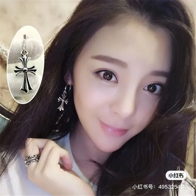 Silver Hoop Dangling Cross Charms Earrings 4