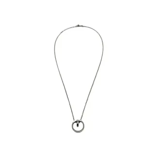 Pingente de anel aberto minimalista com corrente curb fina em prata
