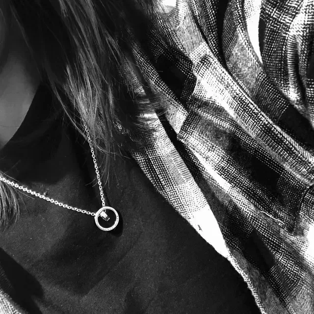 Silver Thin Curb Chain Minimalist Open Ring Pendant Jewelry 2