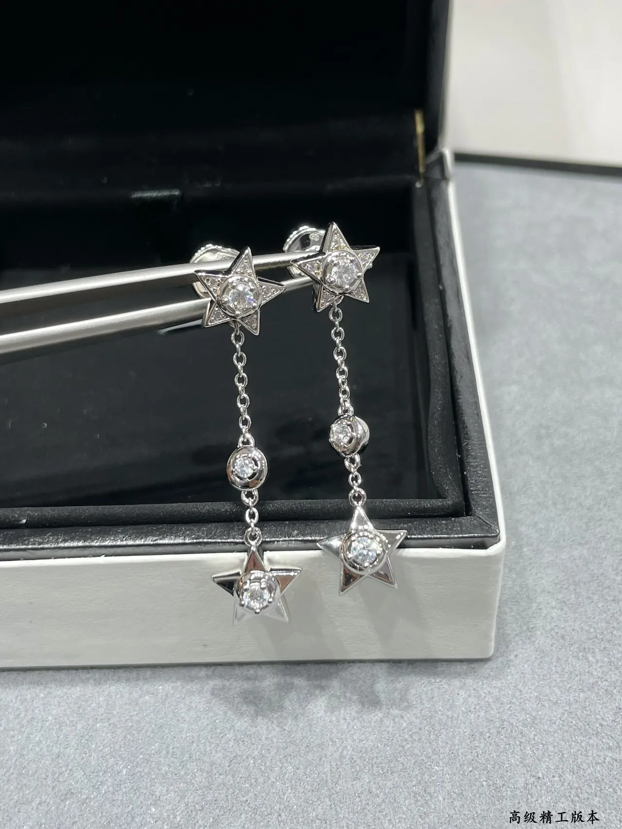Silver-Tone Crystal Celestial Star Moon Dangling Earrings 2