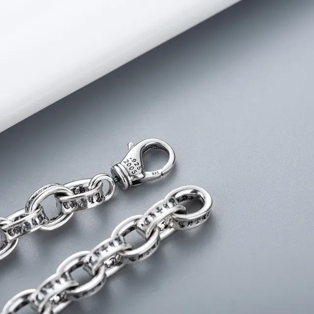 Silver-Tone Pavé Stone Oval Link Chain Bracelet 2