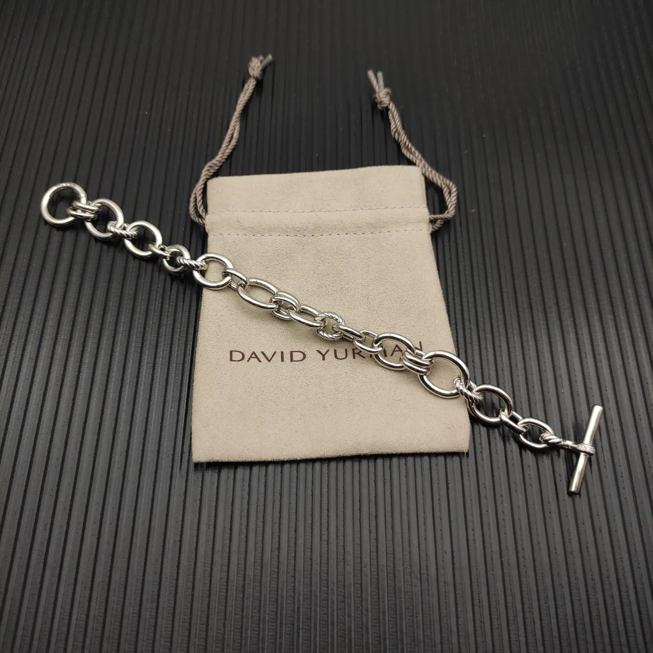 Silver-Tone Twisted Link Toggle Clasp Bracelet 12