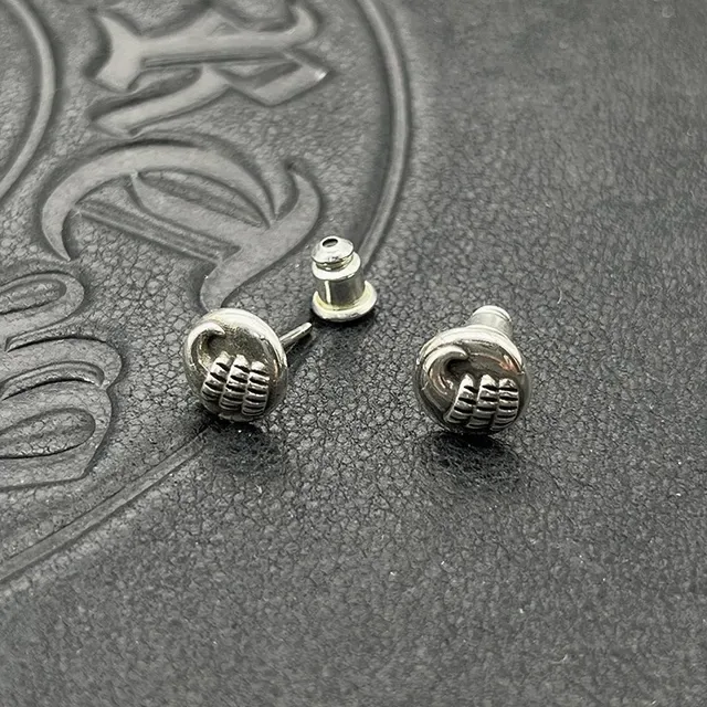 Silver-Toned Engraved Symbolic Motif Stud Earrings 3