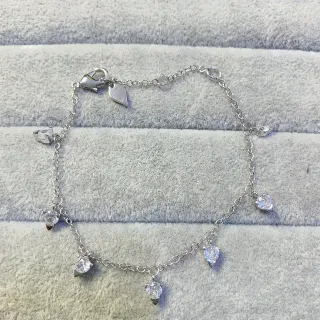 Silver Transparent Chain Dangling Faceted Stone Charms Bracelet