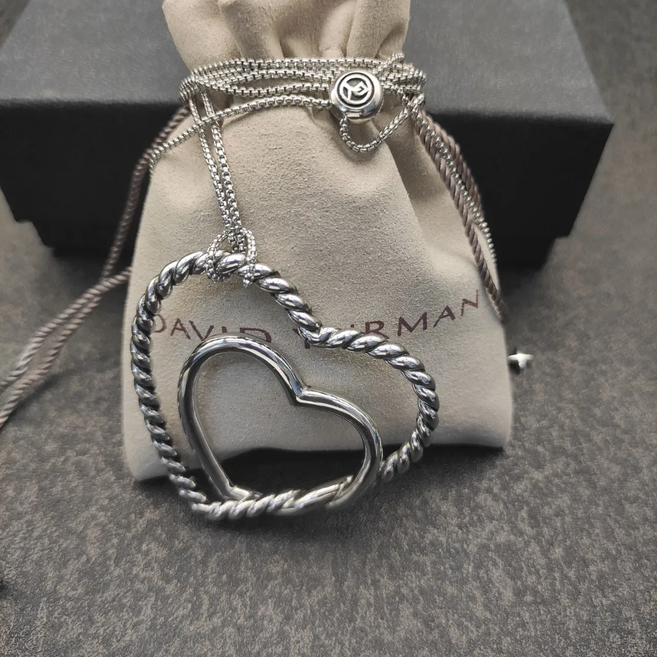 Silver Twisted Rope Double Heart Openwork Necklace 6