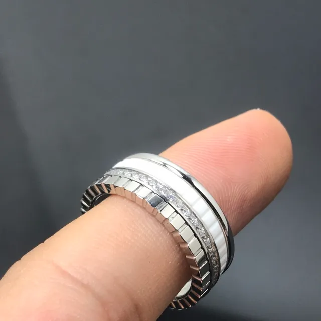 Silver White Multi-Band Construction Pavé-Set Stones Ring 4