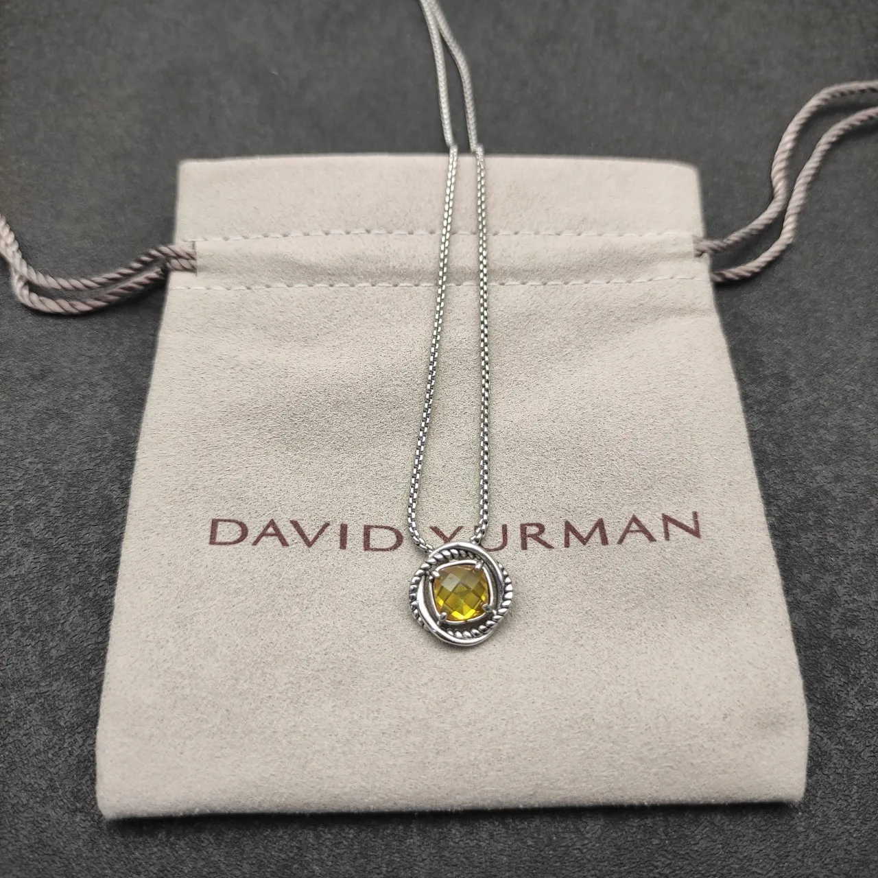 Silver Yellow Box Chain Faceted Gemstone Necklace 5