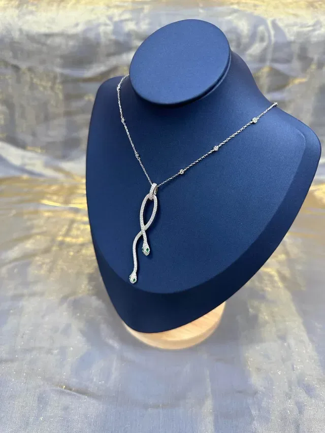 Snake Motif Pavé-Set Infinity Loop Pendant Necklace 9