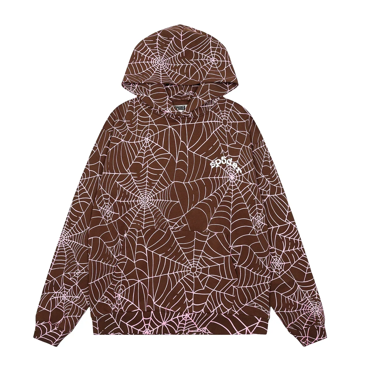 Spiderweb Print ब्राउन पिंक और ब्लैक व्हाइट मैचिंग ट्रैकसूट 3