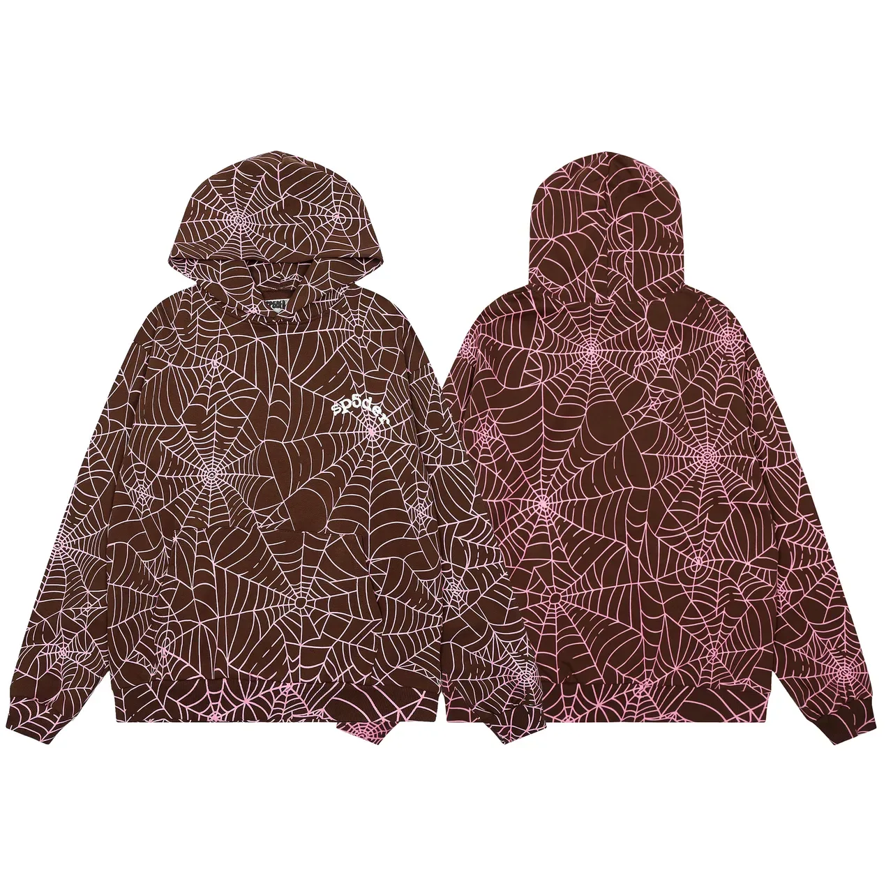 Spiderweb Print ब्राउन पिंक और ब्लैक व्हाइट मैचिंग ट्रैकसूट 5