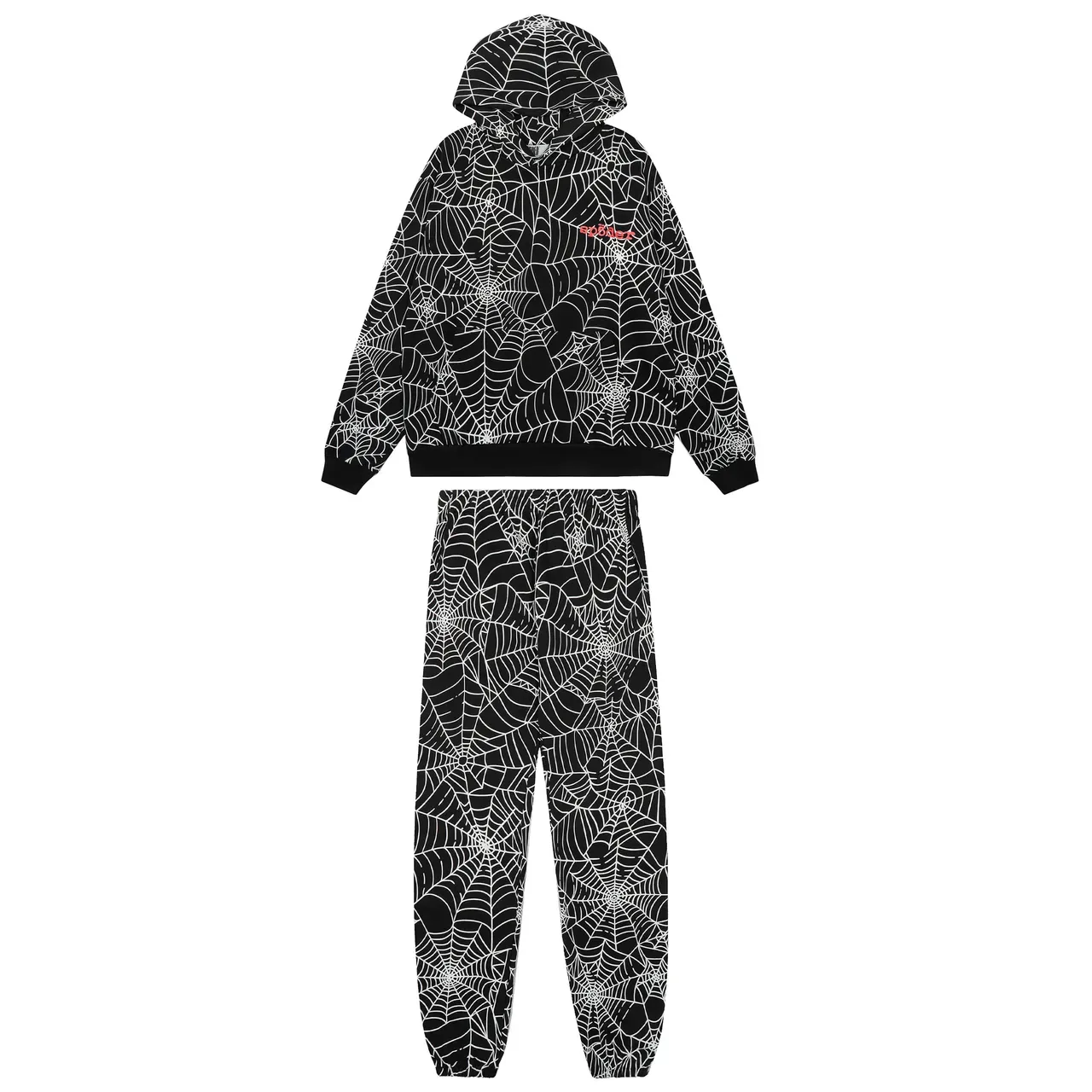Spiderweb Print ब्राउन पिंक और ब्लैक व्हाइट मैचिंग ट्रैकसूट 9