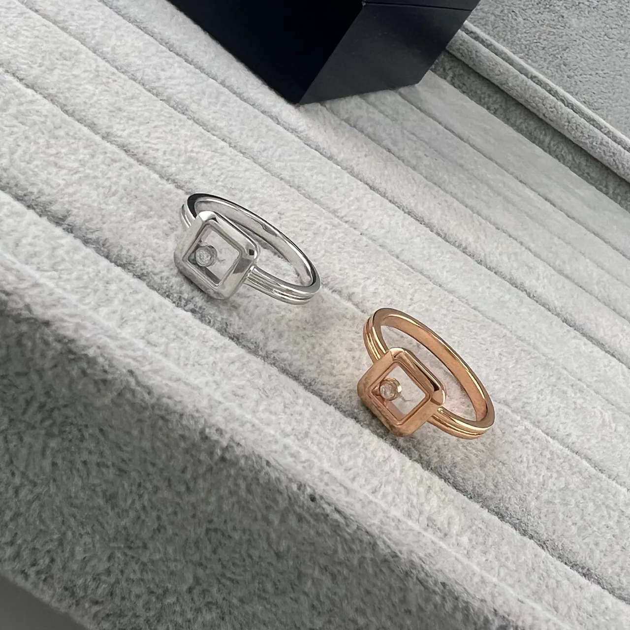 Square Bezel Open-Set Stone Rings 5
