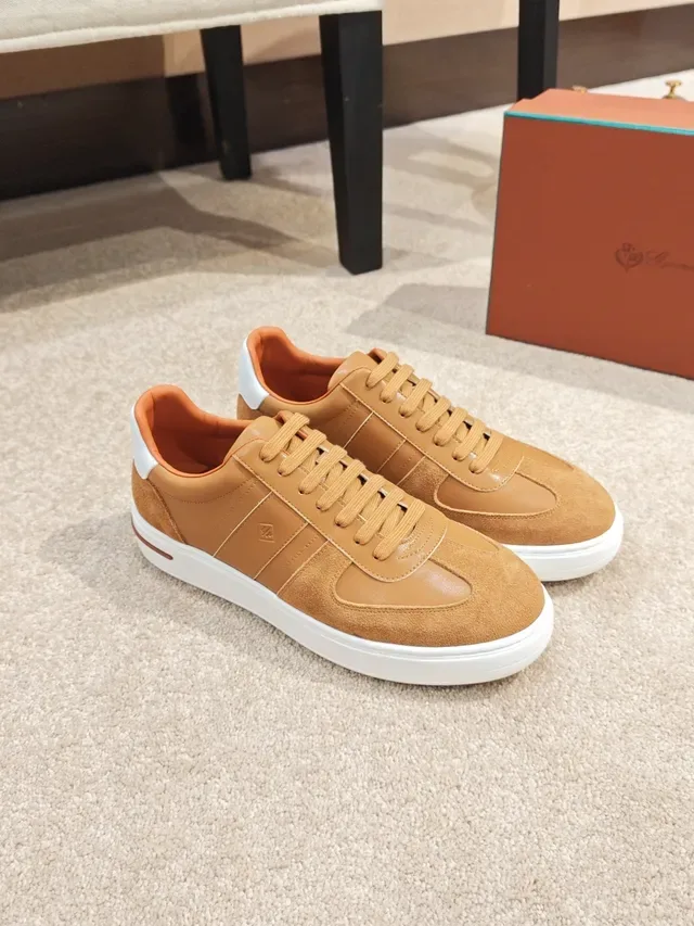 Sneakers Lifestyle Tan Daim et Cuir Panelées Low-Top 3