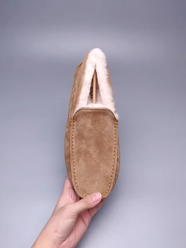 Tan Suede Shearling-Lined Moccasin Loafer 2