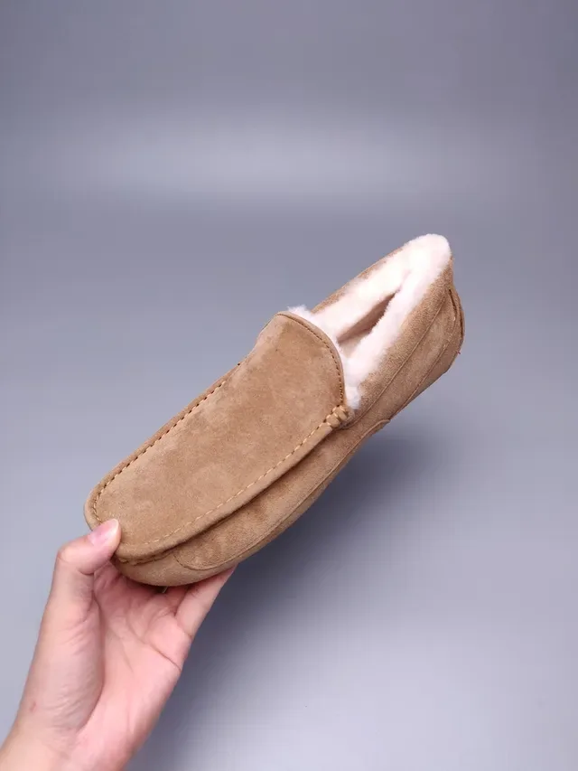 Tan Suede Shearling-Lined Moccasin Loafer 3