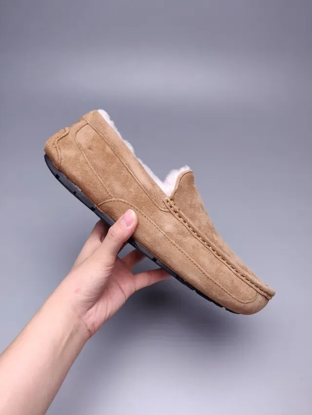 Tan Suede Shearling-Lined Moccasin Loafer 5
