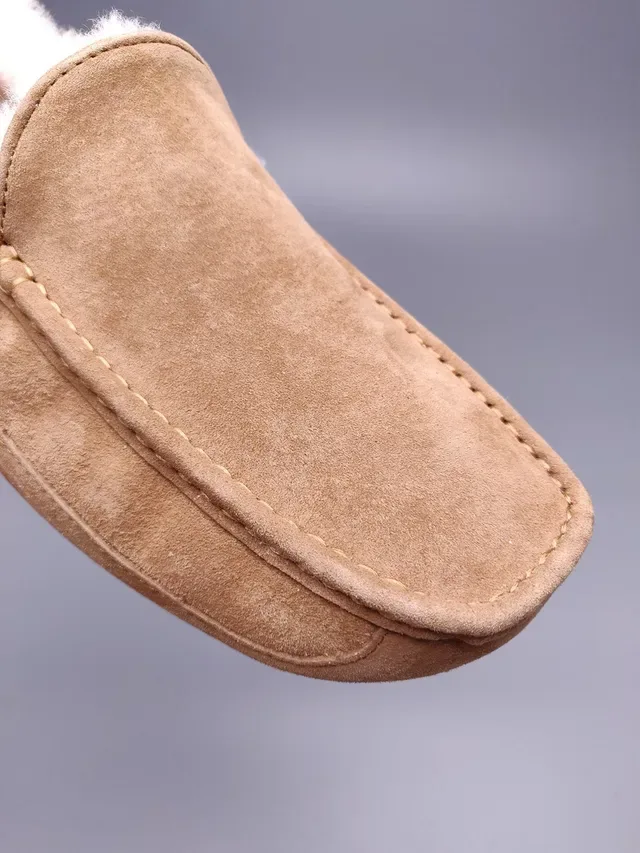 Tan Suede Shearling-Lined Moccasin Loafer 9