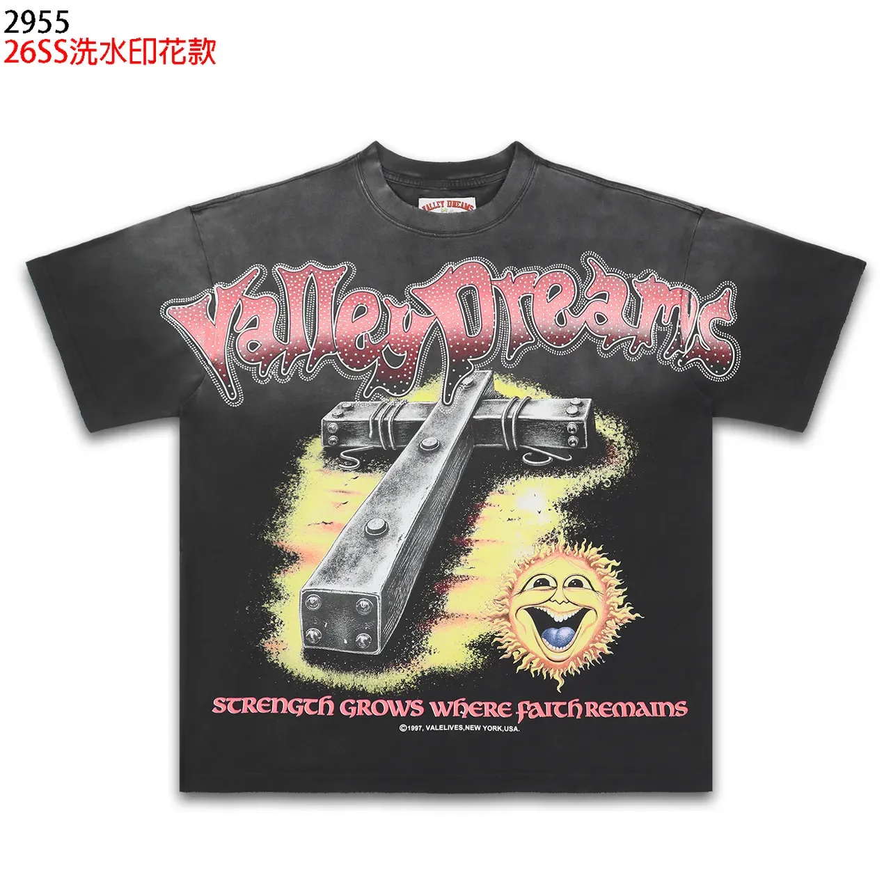 تيشيرت جرافيك Vale Lives Valley Dreams أسود مغسول 5