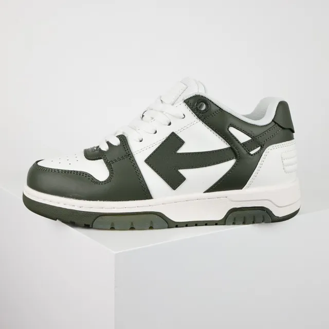 White and Army Green Arrow Logo Low-Top Lifestyle Sneakers 9