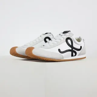 White and Black Script Logo Lifestyle Sneakers