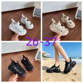 White and Gray Mesh Toggle-Lace Chunky Sole Casual Sandals