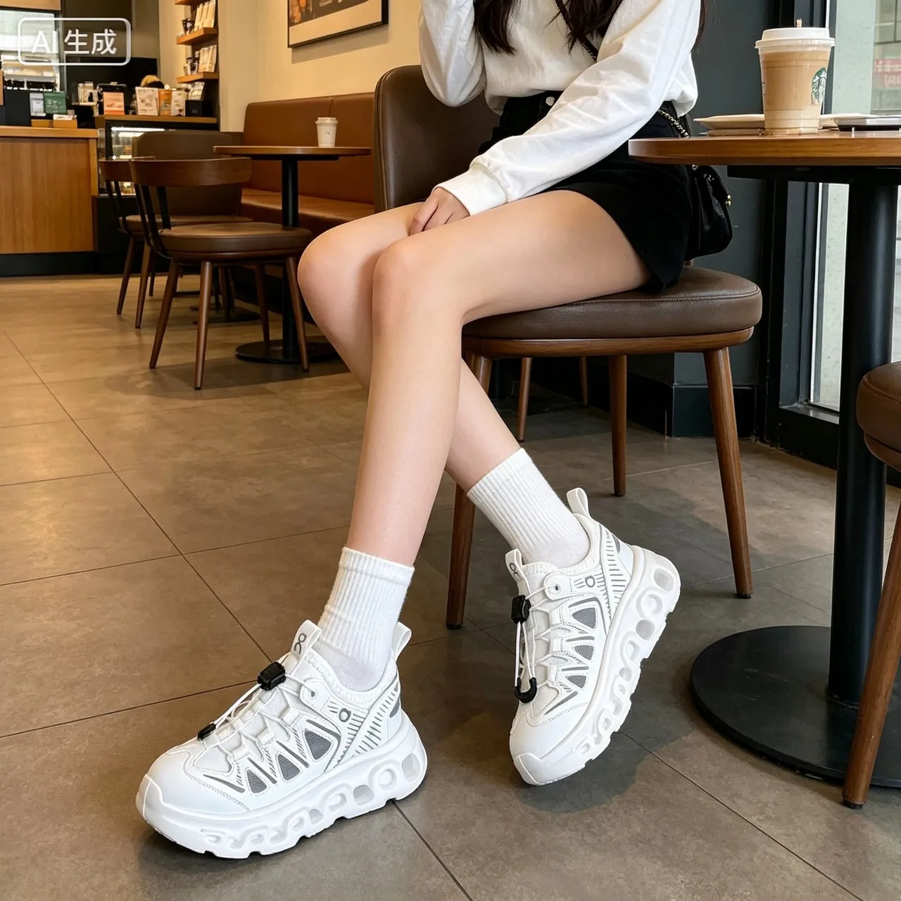 White and Gray Mesh Toggle-Lace Chunky Sole Casual Sandals 11