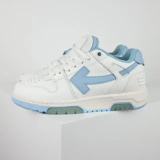 White and Light Blue Arrow Logo Lifestyle Sneakers