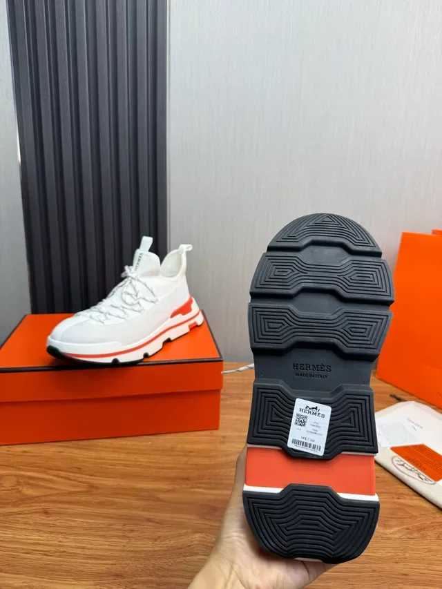 White and Orange Accent Lace-Up Sneaker 2