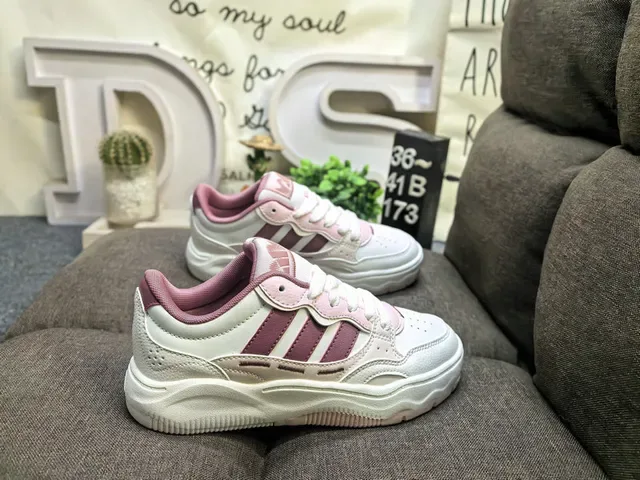 White and Purple Three-Stripe Lifestyle Sneakers 11