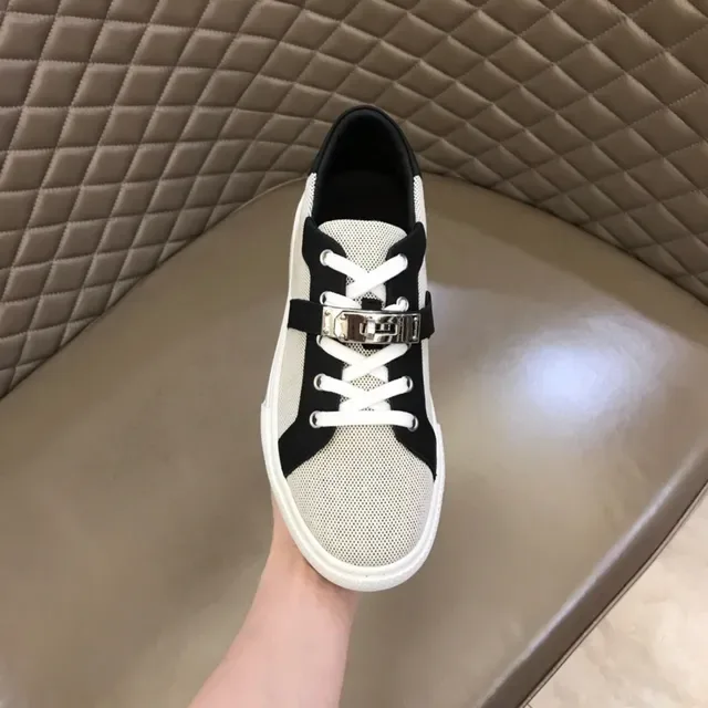 White Black Mesh Upper Synthetic Strap Sneakers 4