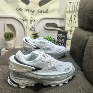 White Gray Sole Layered Mesh And Synthetic Upper Chunky Sneakers