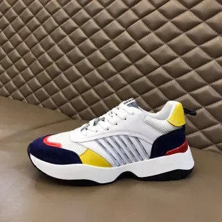 White Multicolor Platform Sole Color-Blocked Upper Chunky Sneakers