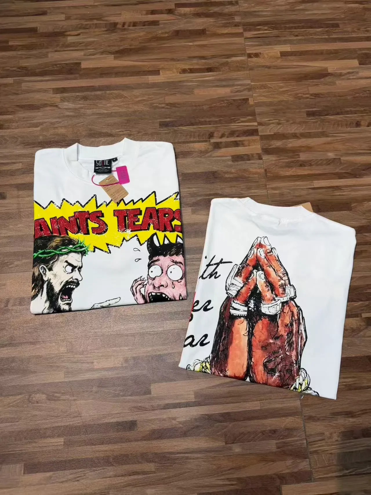 White Oversized Double-Sided Graphic Print T-Shirt 7
