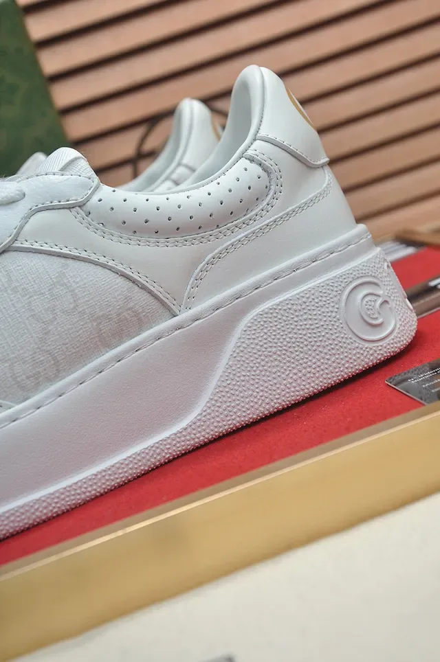 White Platform Sole Perforated Heel Tab Sneakers 9