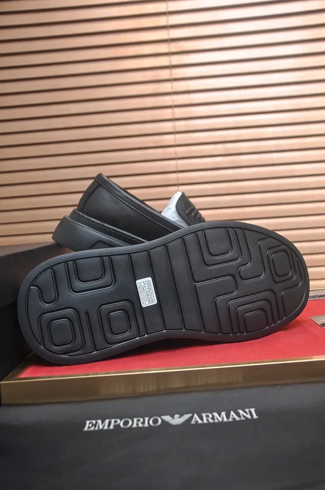 Giorgio Armani Black Brown Slip-On Platform Sole Loafer 3